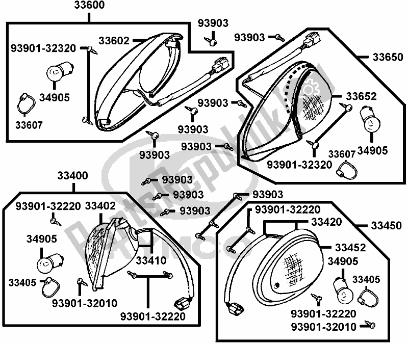 Alle onderdelen voor de F17 - Winker van de Kymco BA 30 AA AU -People 150 30150 2005